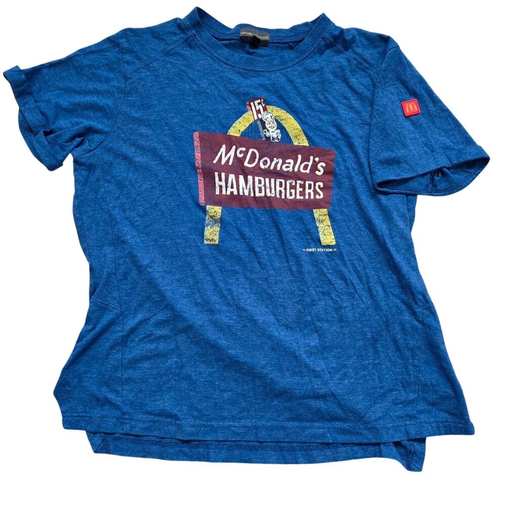 Apparel Collection Blue McDonalds Hamburgers Short Sleeve Shirt Womens Medium